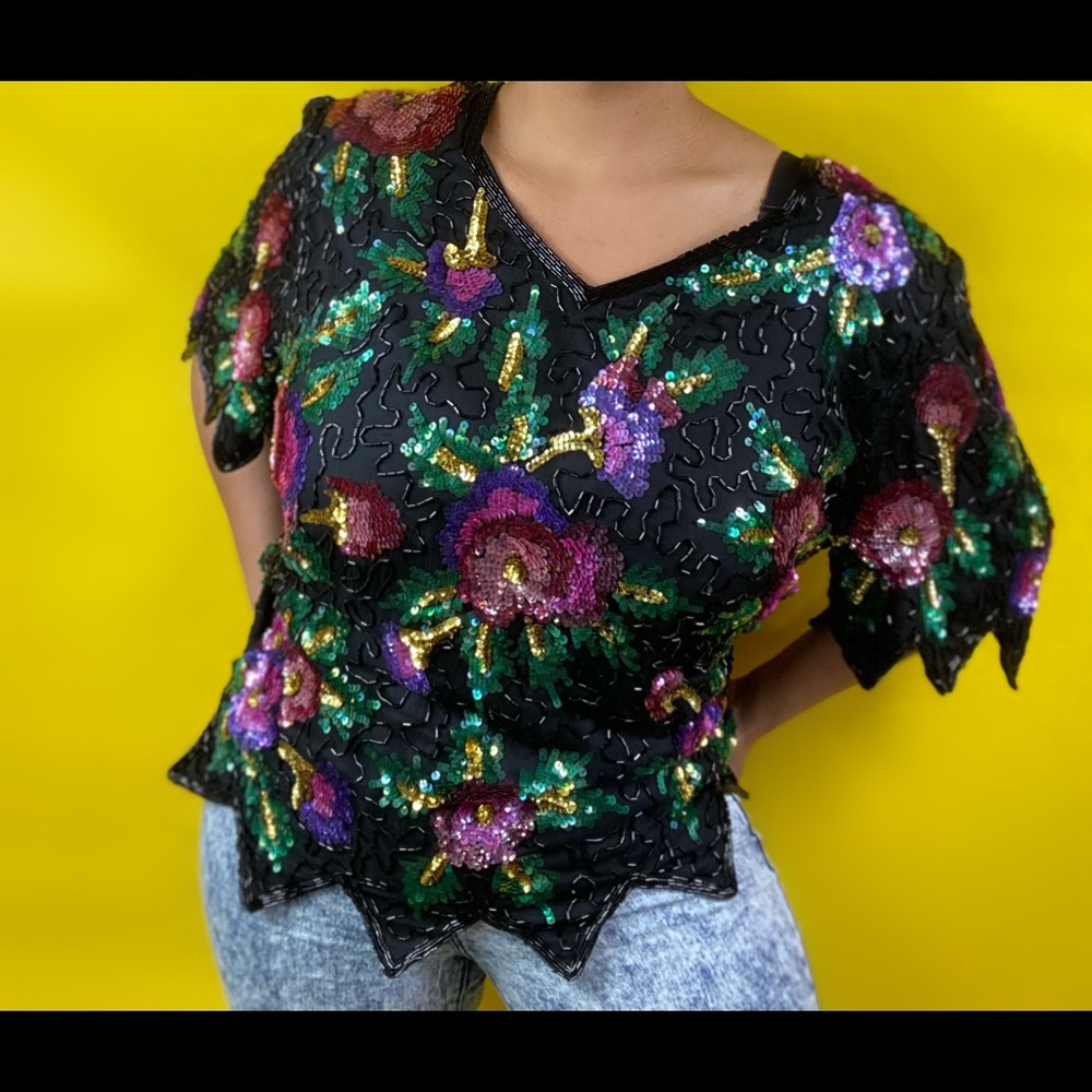 Vintage sequins beaded blouse